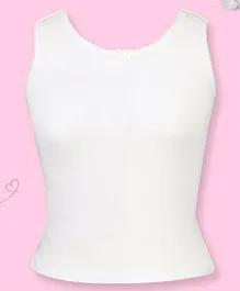 D'Chica Sleeveless Solid & Ribbed Camisole - White