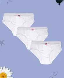 D'Chica Pack Of 3 Mid Rise & Full Coverage Hipster Panties  - White