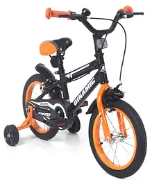 Kids 14 Inch Dynamic Print Bicycle with Training Wheels - Black & Orange