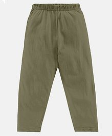 Kiddopanti Solid Pajama With Single Pocket - Military Green