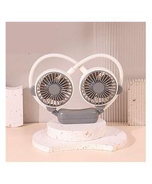 HAPPY HUES Neck Fan USB Rechargeable360 Degree Rotatable Bendable Hose Operated Neckband Fan 2 Gears Wind Speed Personal Fan for Hot Flashes Home Office Travel Outdoor Sports - White