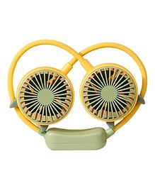 HAPPY HUES Neck Fan USB Rechargeable360 Degree Rotatable Bendable Hose Operated Neckband Fan 2 Gears Wind Speed Personal Fan For Hot Flashes Home Office Travel Outdoor Sports - Yellow