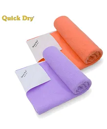 Quick Dry Baby Bed Protector Twin Pack Medium - Peach Purple