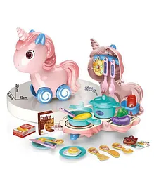 Sanjary Unicorn Kitchen Play Set With Cooking Playing Utensils Set of 28 pcs Color May Vary