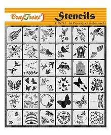 CrafTreat Butterfly Birds Honey Bee Nature Stencil for Kids Adults Set