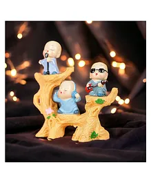 Chocozone Set of 3 Singing Buddha Monks On a Tree Buddha Showpiece Home Decoration Items Home Décor Figurines
