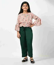 Bella Moda Full Sleeves Seamless Flowers & Stars Printed Top & Pant - Multi Colour