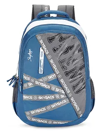 Skybags Riddle School Backpack with Raincover Blue & Grey - Height 20 Inches