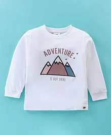 Ollypop Sinker Knit Full Sleeves T-Shirt Mountain Print - White