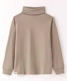OLLYPOP Sinker Full Sleeves Solid T-Shirt - Walnut Beige