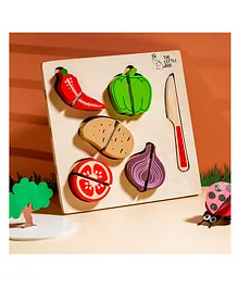 The Little Boo Wooden Raised Cut Vegetable Tray- Multicolor
