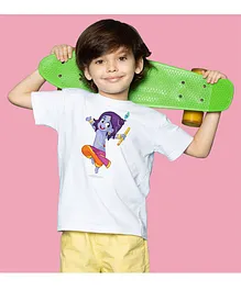 BRATMA  Janmashtami Theme Half Sleeves   Lord Krishna Dance  Printed Tee - White