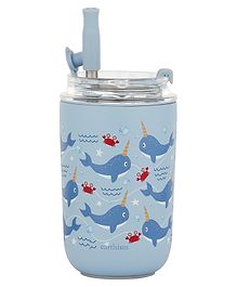 Earthism Double Wall Insulated Stainless Steel Kids Sipper Tumbler Narwal Blue- 300 ml