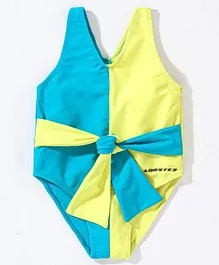 LOBSTER Sleeveless V Cut Color Block Swimsuit - Green