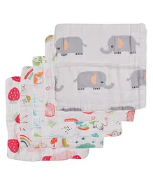 POPLINS Cotton Fabric Printed Baby Napkins Set Of 5 - Multicolor