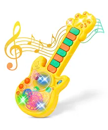 Fiddlerz Musical Guitar Toy for Kids with Rotating Gears Flashing Lights & Piano Sound - Yellow