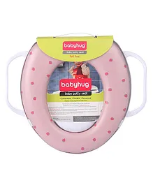 Babyhug Cushioned Potty Seat With Handle Strawberry Print - Baby Pink