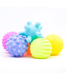 B4BRAIN Sensory Balls Toys Pack Of 6 Colourful squeaky ball Soft silicone rubber Bath Toys For Baby- Multicolor
