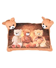 Kuber Industries Teddy Bear Design Super Soft Velvet Baby Pillow - Brown