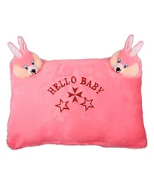 Kuber Industries Hello Baby Design Velvet Super Soft Pillow - Pink