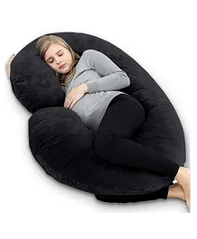 Fun Homes Cotton Ultra Soft Hollow Fibre C Shaped Maternity Pillow - Black