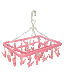 Fun Homes Folding Baby Clothes Drying Rack With 32 Clips - Pink