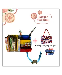 Kidoz Rakhi Special Desk Set Bookend TransportOrganiser for Stationery with free Sibling Quote Hanging and rakhi multicolor