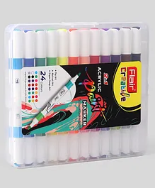Flair Creative 2 in 1 Acrylic Paint Marker Pen Set Pack of 24 - Multicolor