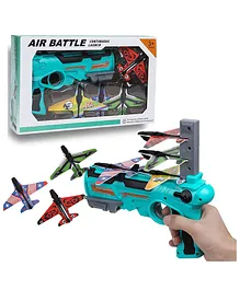 New Pinch Airplane Launcher Gun Toy with 4 Foam Aircraft (color may vary )