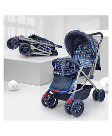 NHR Comfy Baby Pram With Reversible Handle & Adjustable Canopy - Blue