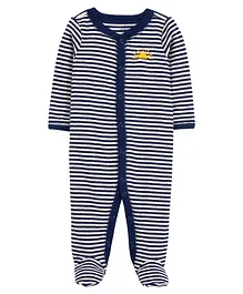 Carter's Striped Snap-Up Terry Sleep & Play Pajamas- Navy Blue