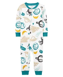 Carters Toddler 1-Piece Space 100% Snug Fit Cotton Footless Pajamas - White