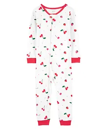 Carter's Baby 1-Piece Cherry 100% Snug Fit Cotton Footie Pajamas - White