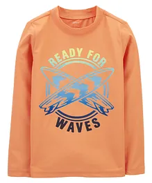 Carter's Full Sleeves Swimming T-Shirt Surf Board Print - Orange