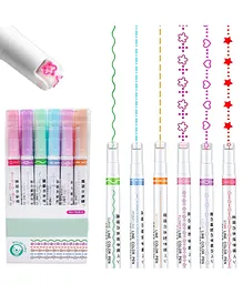 Muren Curved Color Pen Highlighter Pen Set Multicolor - Set of 6