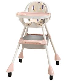 SYGA High Chair Safety Toddler Feeding Booster Seat Dining Table Chair with Wheel and Cushion - Pink