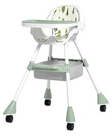 SYGA High Chair Safety Toddler Feeding Booster Seat Dining Table Chair with Wheel and Cushion - Green