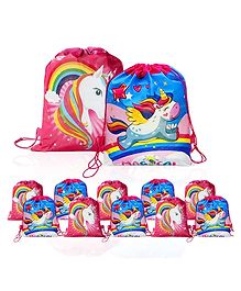 FunBlast Non-Woven Unicorn Print Gifting Bags - Pack of 12 Drawstring Bags