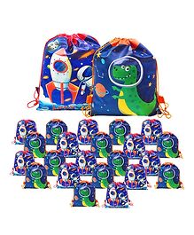 FunBlast Non-Woven Space & Dinosaur Print Gifting Bags  24 Pcs Drawstring Bags