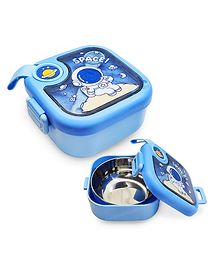 FunBlast Astronaut and Space Theme Lunch Box with Spoon - Blue