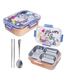 FunBlast Unicorn Theme Lunch Box with Spoon Fork & Chopsticks - Multicolour