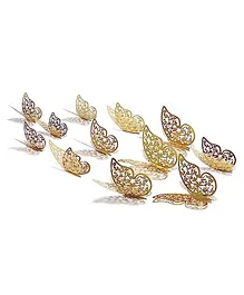 Tony Stark 3D Rose Gold Butterfly Decorations Wall Décor for Home Party Living Room Classroom Baby's Kids Bedroom Décor Stickers Pack of 24- Shimmer Gold