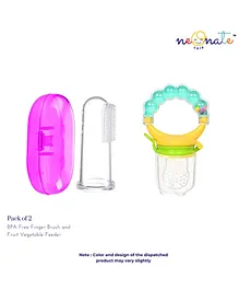 NeonateCare Baby Soft Bristles Finger Toothbrush Having Tongue Cleaner Back With Silicone Baby Food Fruit Vegetable Feeder Baby Teether Baby Musical Rattle Soother Teething Toy For Toddlers Infants Babies PINK