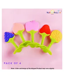 NeonateCare Baby Teething Toys Pack of 4 - Silicone BPA Free Natural Organic Freezer Safe Teethers for Newborn Infant, Soft & Textured - Babies Shower Gift (Pack of 4)