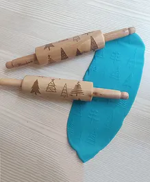 KIDDO KORNER Christmas Theme Wooden Rolling Pin (Assorted Color)