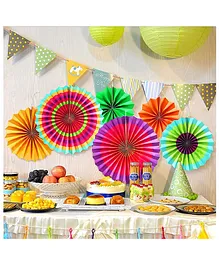 Untumble Rainbow Theme Paperfan Kit for Birthday Party Decorations - Pack of 6