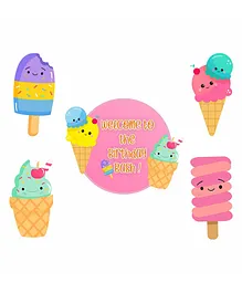 Untumble Ice Cream Theme Birthday Decoration Posters Kit for Kids Pack of 5