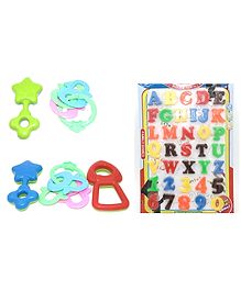 Sanjary Combo 5 Pieces rattle and  Alphabets Numeric Educational Toys Set (Color May Vary)