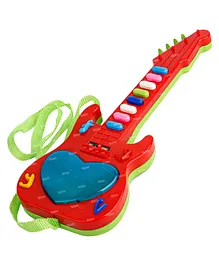 Fiddlerz Musical Guitar Toy for Kids with Rotating  Flashing Lights & Piano Sound - Red