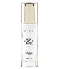 Swiss Beauty Real Makeup Base Highlighting Primer Skin-Hydrating Poreless Primer With Natural Glow Finish For Face Makeup Shade - Natural Tint